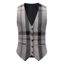 Plaid Light Grey Tuxedo vest