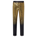 Men's Shiny Luxury Embroidery Pants Gold Black