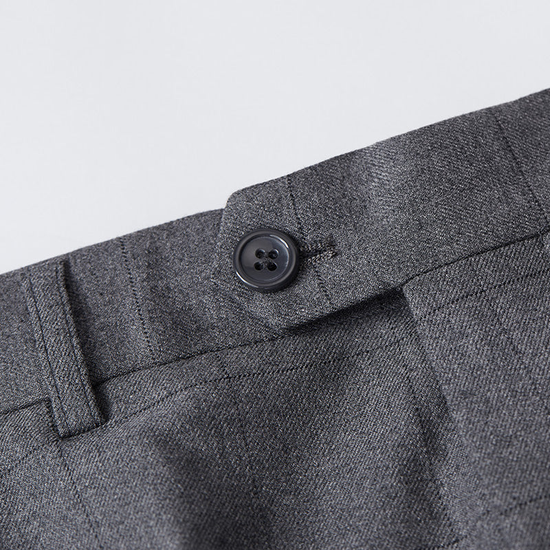 Men's 3-Piece Business Checkered Light Grey Suit