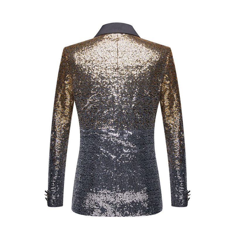 gradient silver and gold tuxedo back