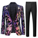 gradient full sequin purple tuxedo for prom