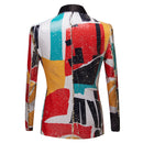 graffiti printed tri-color jacket back