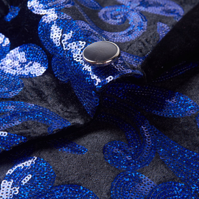 Blue Sequin Suit details