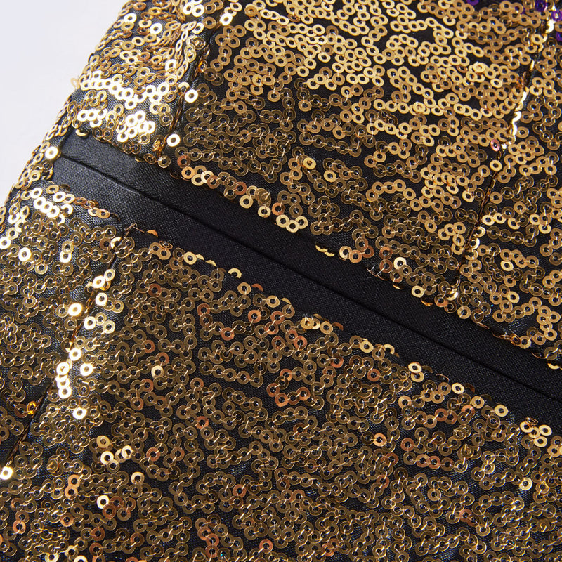 Sequin Tuxedo Jacket Gold Purple details - 1