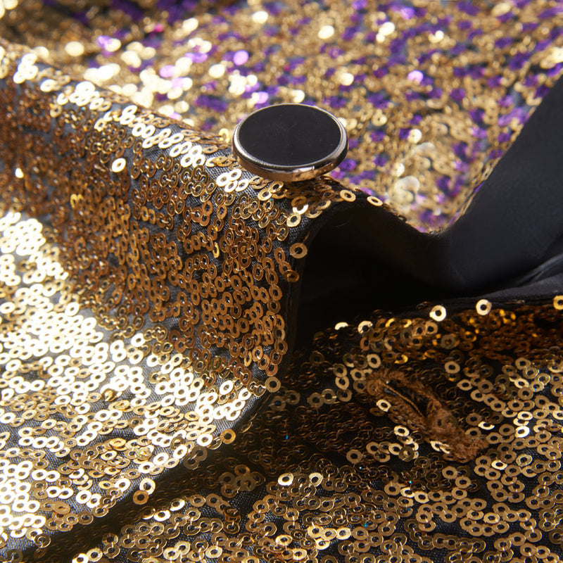 Sequin Tuxedo Jacket Gold Purple details - 3