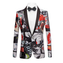 graffiti printed tri-color jacket