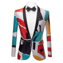 graffiti printed tri-color jacket -1