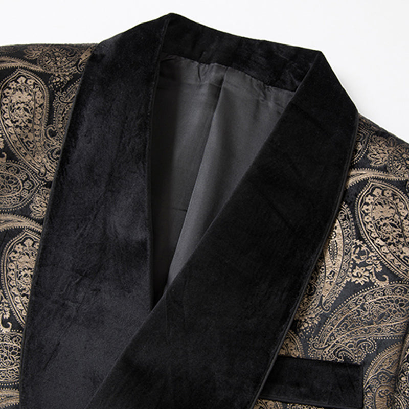 Gold Paisley Velvet Black Tuxedo - 1