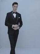 Costume de marié classique 3 pièces bleu marine pour homme