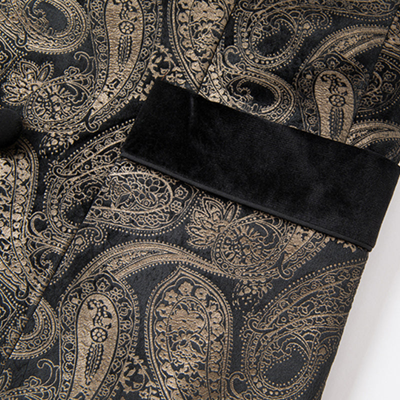 Gold Paisley Velvet Black Tuxedo - 2