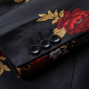  Flower Embroided Black Suit details - 4