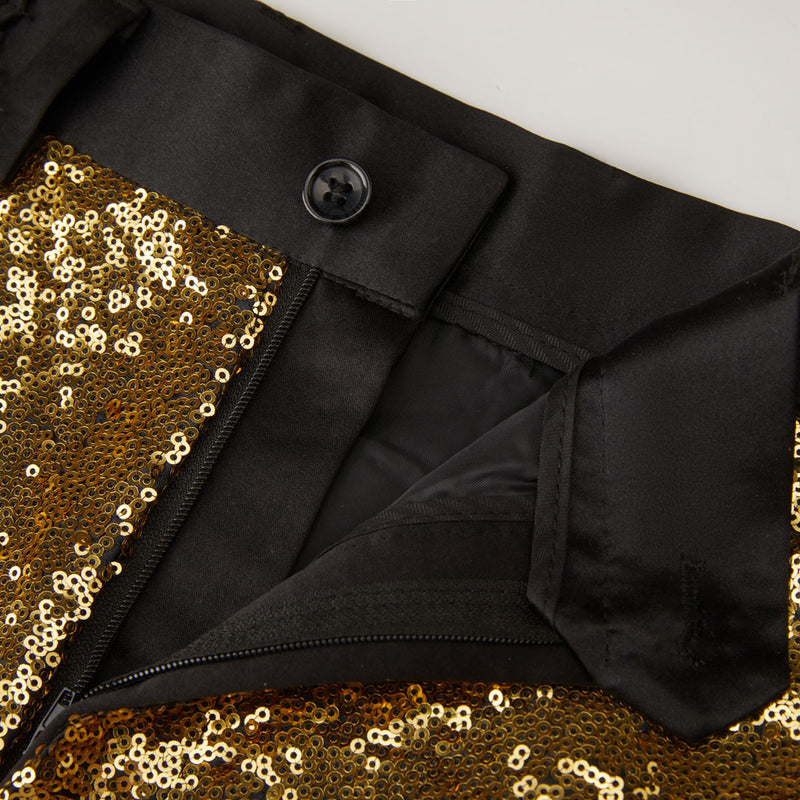 Men's Shiny Luxury Embroidery Pants Gold Black