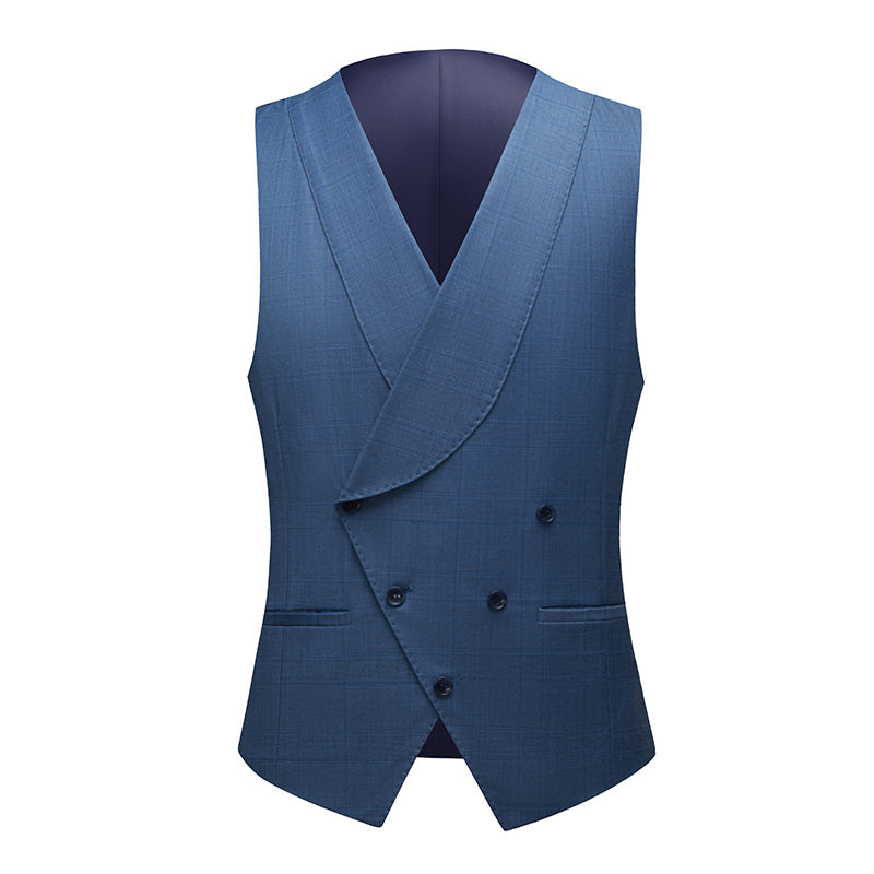 Subtile Grid Navy Blue Suit vest