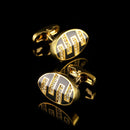 Oval Diamond-set Gold French Cufflinks - www.tuxedoaction.com