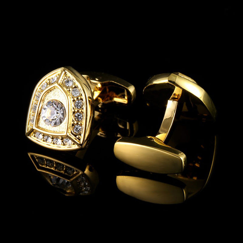 Gold Shield with Diamond Cufflinks - www.tuxedoaction.com