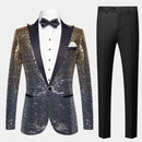 Sequin Tuxedo Jacket Gold Silver