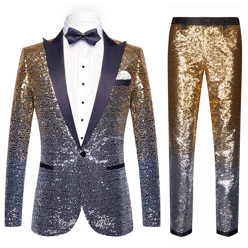 gradient silver and gold tuxedo