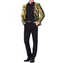 gold and green tuxedo details