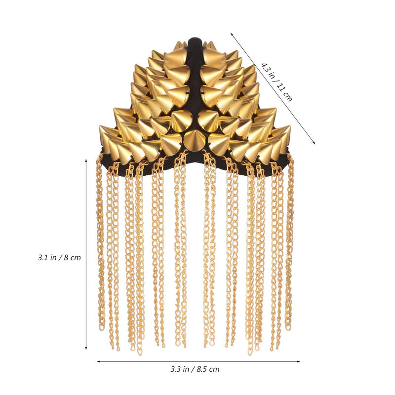 Pair of Rivet Tassel Chain Epaulet Fashion Shoulder Boards Badge Gold