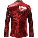 Red sequin tuxedo back