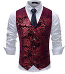 Men's Metallic Printed Vest Red - www.tuxedoaction.com