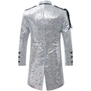 Silver trench coat back