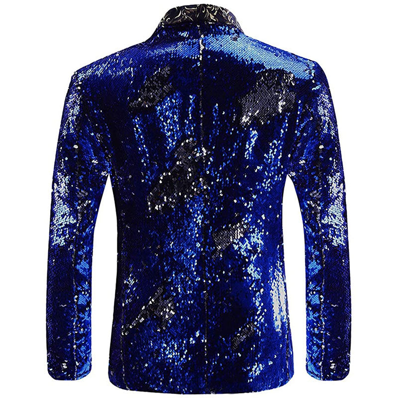 Men's Mystery Two-Tone Sequins Shawl Collar Tuxedo Navy-Black - www.tuxedoaction.com