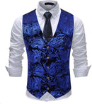 Men's Metallic Printed Vest Navy Blue - www.tuxedoaction.com