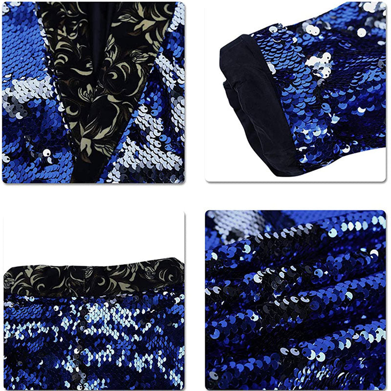 Men's Mystery Two-Tone Sequins Shawl Collar Tuxedo Navy-Black - www.tuxedoaction.com