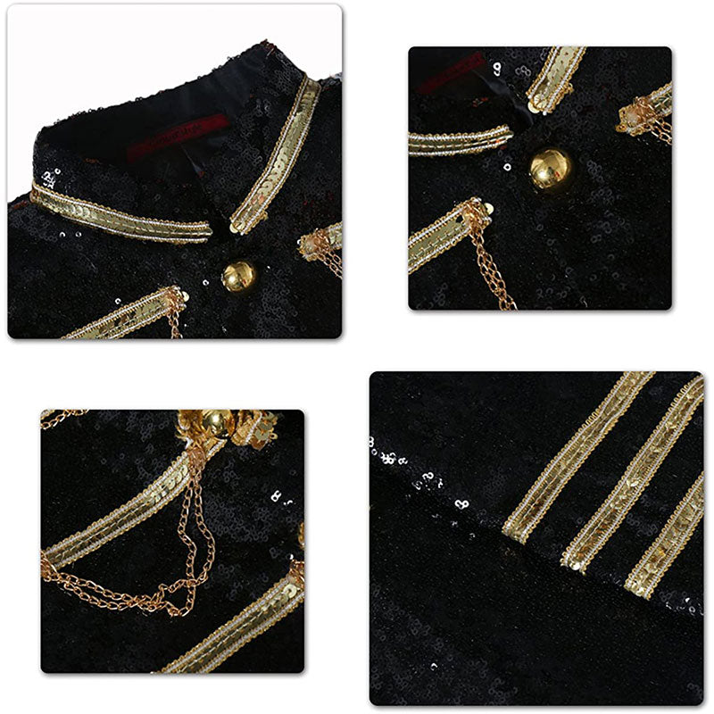 Military Black Sequin Jacket details - 3