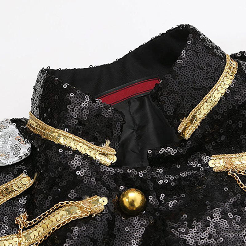Military Black Sequin Jacket details