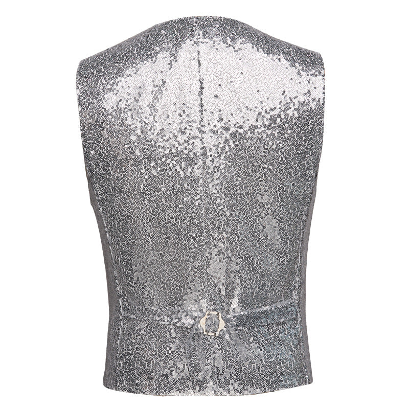 silver dress vest Silver Solid Satin Vest