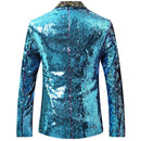 Teal sequin tuxedo back