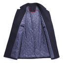 Men's Slim Fit Woolen Coat with Detachable Wool Scarf Navy Blue Only Jacket