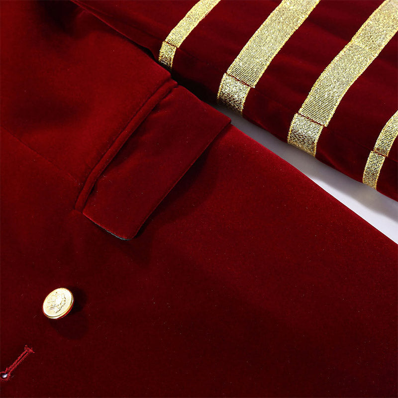 burgundy jacket details