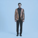 Smoking homme entièrement brodé à carreaux réversibles et sequins blanc et noir