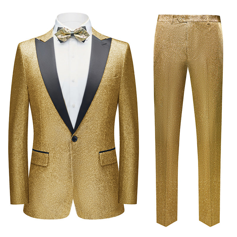 Men's 2-Piece One Button Sparkling Gold Tuxedo