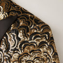 black sequin tuxedo details