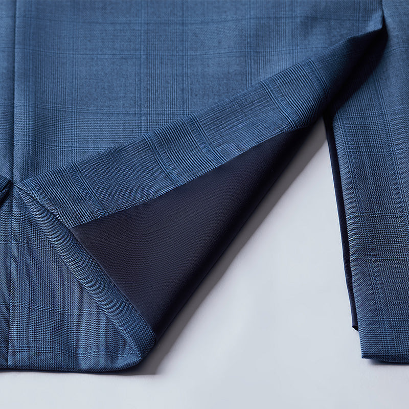 Men's 3-Piece Two Button Subtile Grid Navy Blue Suit