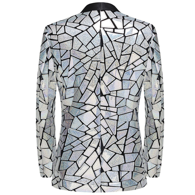 silver prom suit back