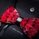 Pajarita de plumas naturales hecha a mano, estilo rojo y tostado, 2 estilos