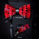 Pajarita de plumas naturales hecha a mano, estilo rojo y tostado, 2 estilos