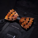 Pajarita de plumas naturales hecha a mano, estilo rojo y tostado, 2 estilos