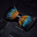 Pajarita de plumas naturales hecha a mano, azul y verde, 2 estilos