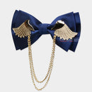 Men's Adjustable Metal Golden Wings Two Layer Neck Bowtie Bow Tie