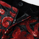 Pantalon brodé de luxe brillant pour homme, rouge