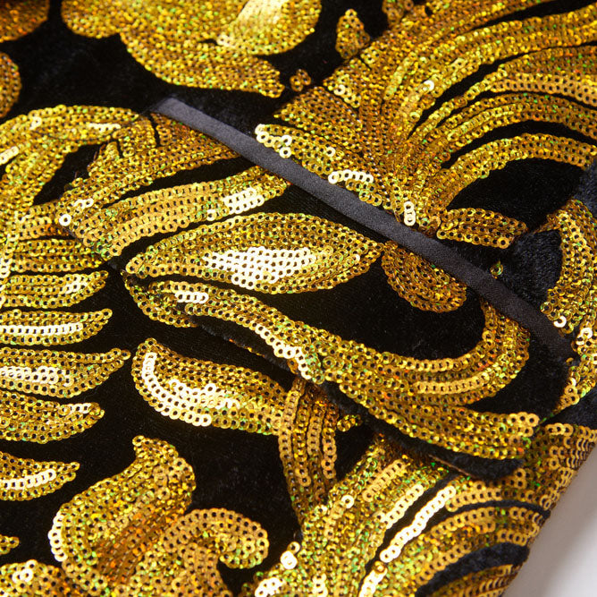 Gold Sequin Black Tuxedo details - 3