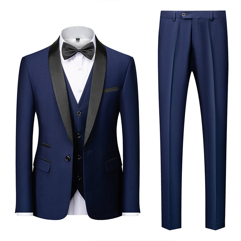 navy blue groomsmen suits details