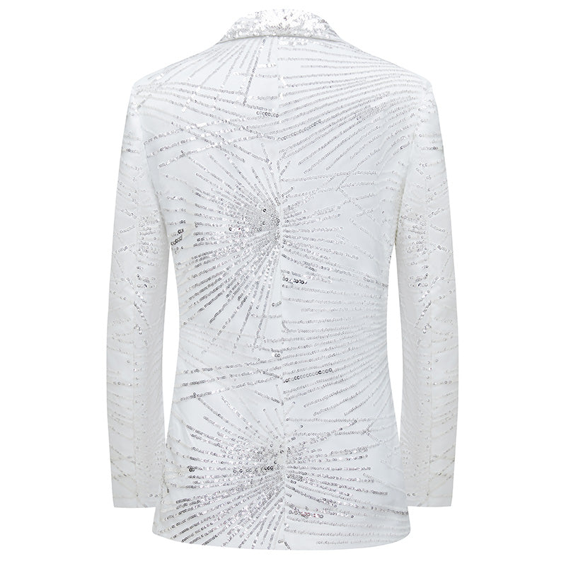radial line pattern white suit jacket back