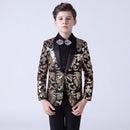 Boy's 3-Piece Suit Sequin Tuxedo Shawl Collar Gold